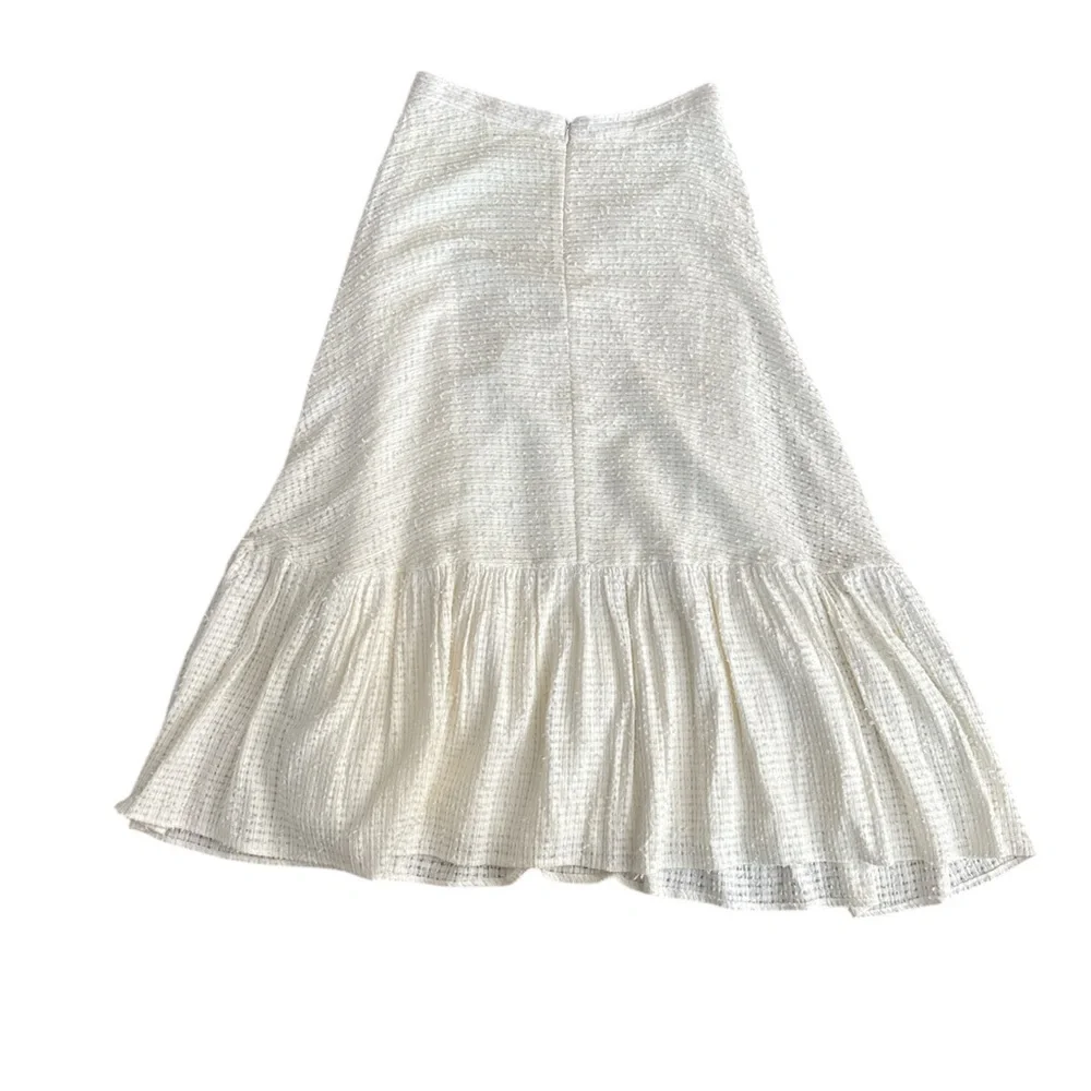 Alamour the Label White Boucle Orelia Midi‎ A-Line Skirt Size XL Bridal Wedding